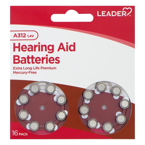 Image for Leader Hearing Aid Batteries, A312, 1.4 Volts, 16 Pack,16ea from Parkway Pharmacy