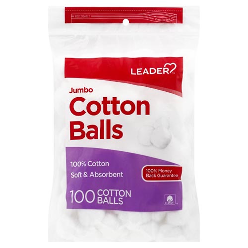 Image for Leader Cotton Balls, Soft & Absorbent, Jumbo,100ea from Parkway Pharmacy