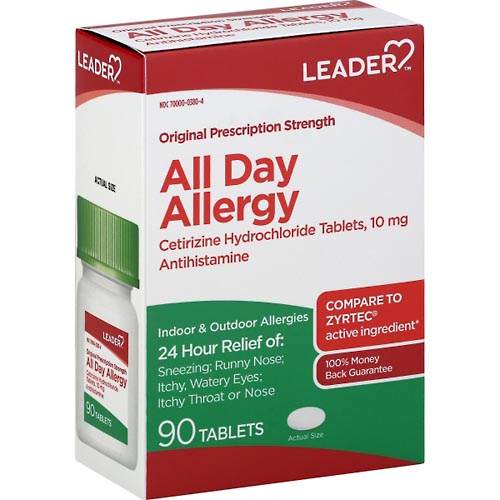 Image for Leader All Day Allergy Relief, 24 Hr,Original, Tablet,90ea from Parkway Pharmacy