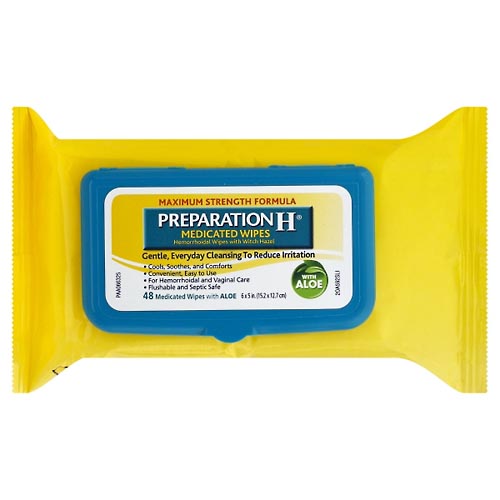 Image for Preparation H Medicated Wipes, with Aloe, Maximum Strength Formula,48ea from Parkway Pharmacy